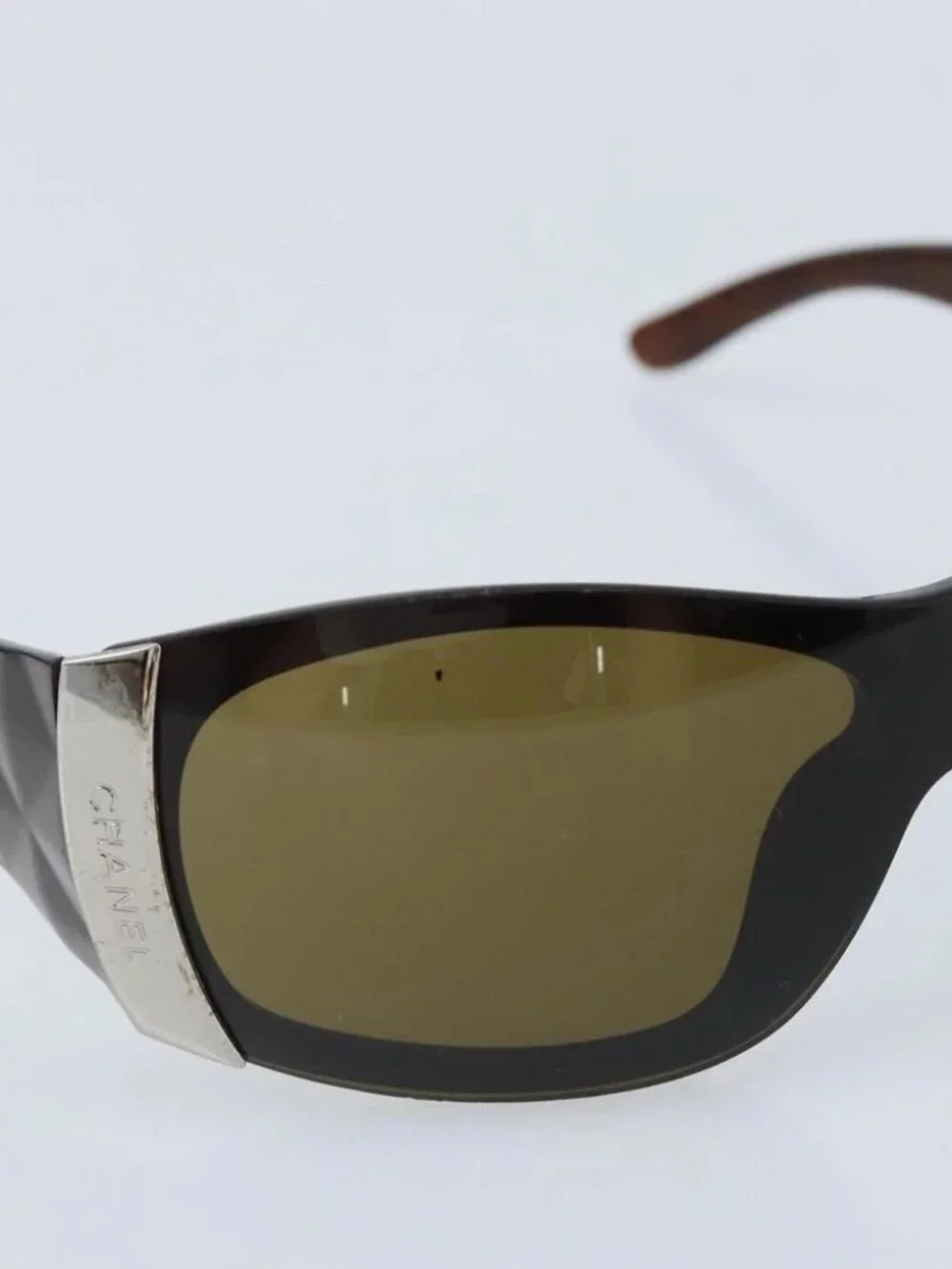 CHANEL Sunglasses plastic Brown CC Auth BA11836